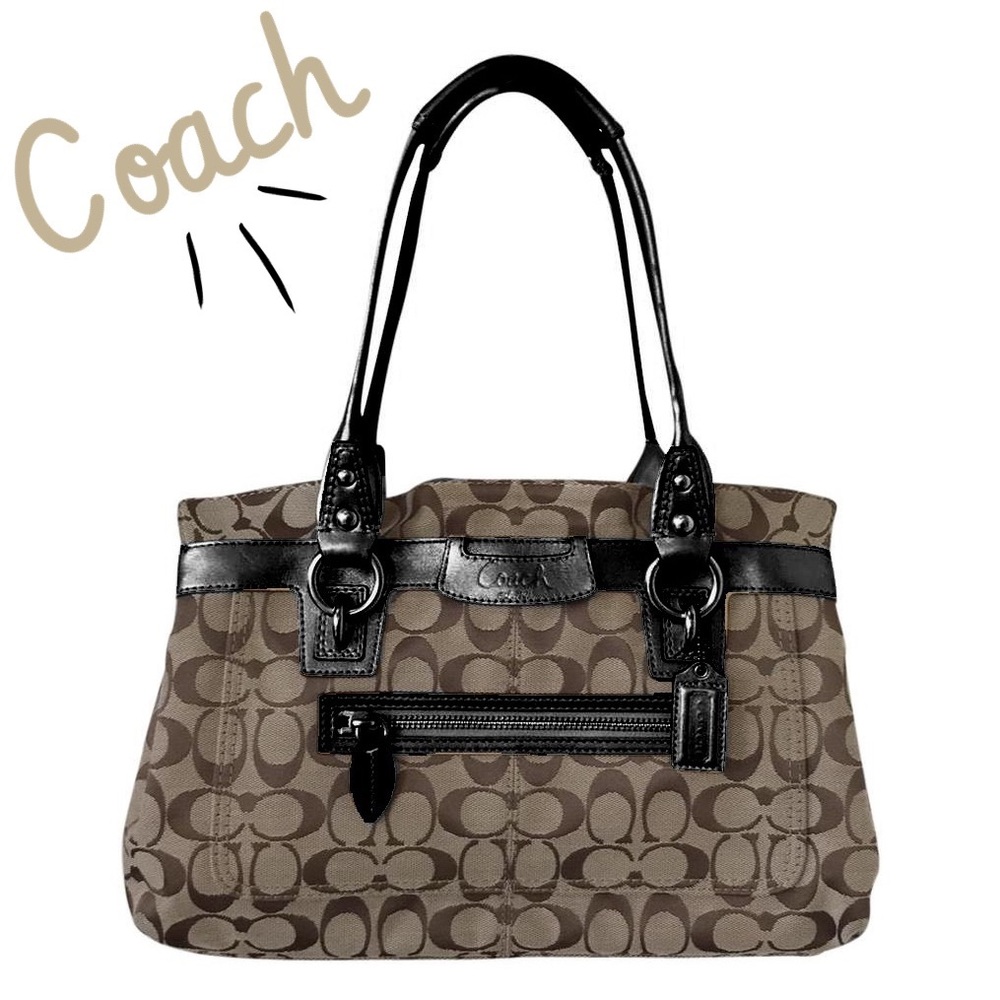 Coach Classic Print Ruffle Top Penelope Handbag